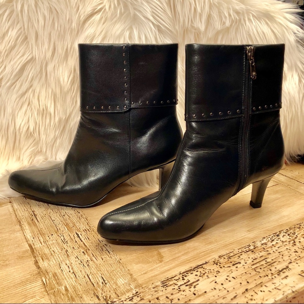 SOLD. Tahari black leather boots Size 7.5